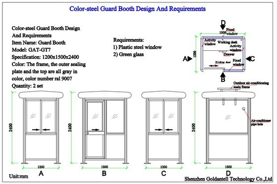 Long Life Outdoor Security Guard Booth For Ticket Office Parking Lot Sentry Post