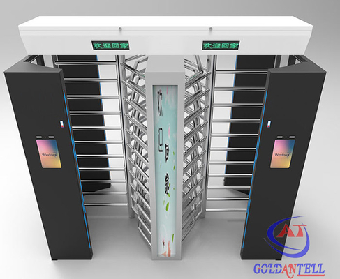 304 SUS RFID কার্ড QR কোড ফেসিয়াল রোটেটিং টার্নস্টাইল 90 / 120 ডিগ্রী পূর্ণ উচ্চতা আউটডোর